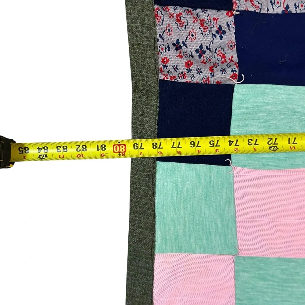 Vintage 70s Handmade Multi Color Block Patchwork Granny Square Blocks Quilt